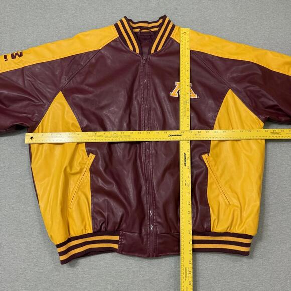 Steve & Barry’s Minnesota Golden Gophers Bomber Jacket Faux Leather Coat Mens XL - Picture 2 of 9